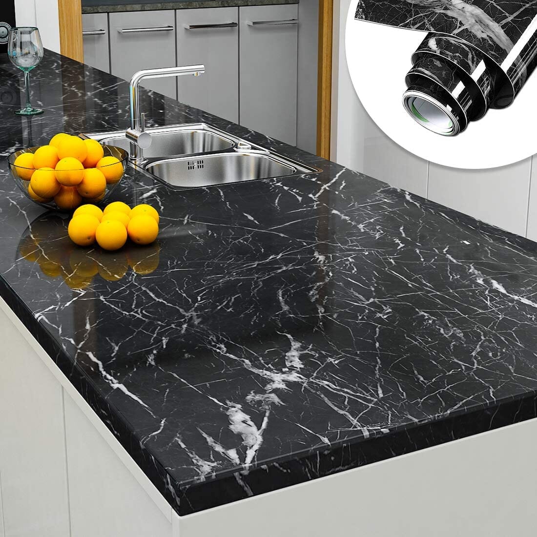 Black marble sheet for kitchen Brand New Asprda 